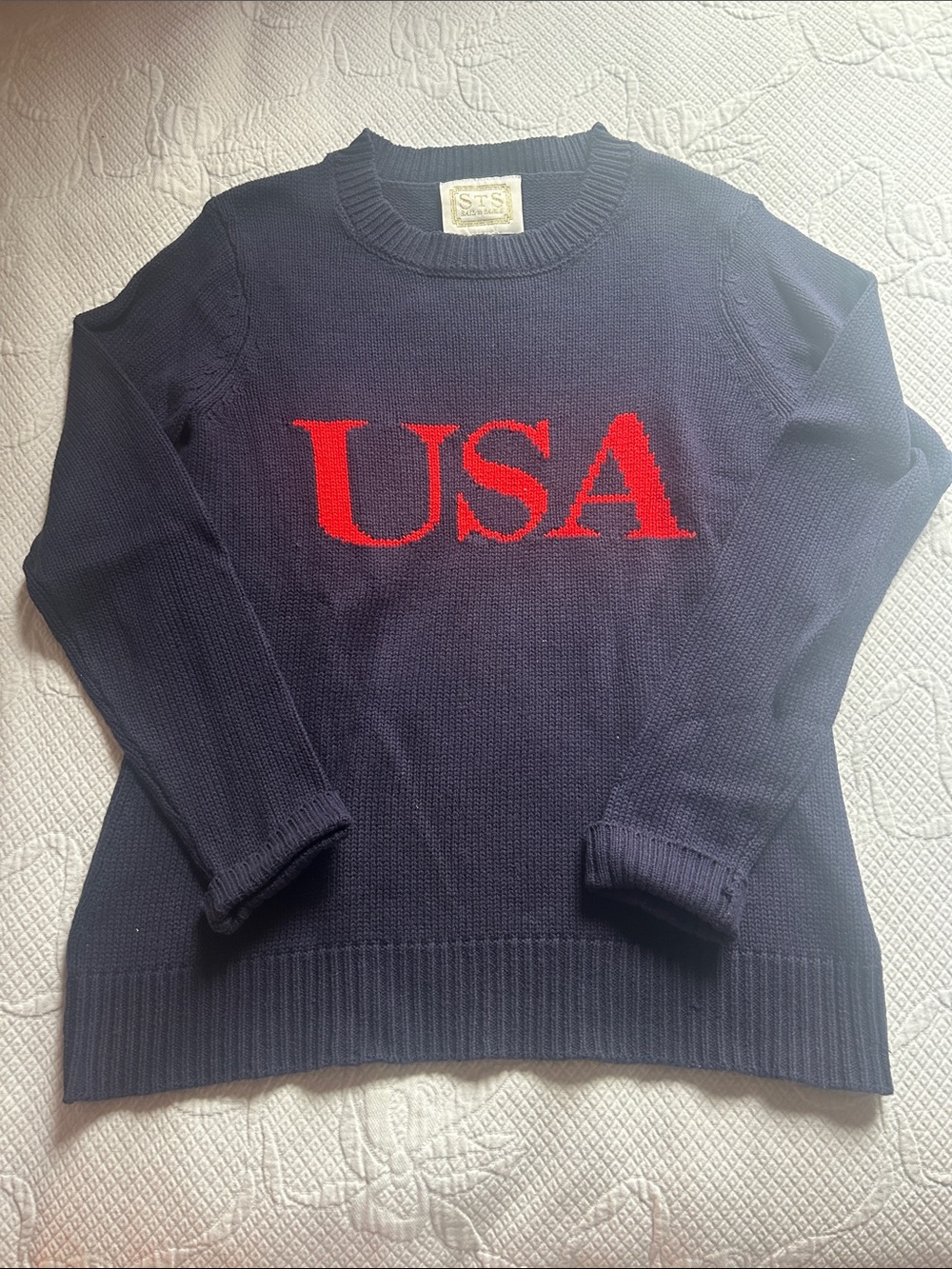 Sail to Sable Navy Sweater with Red USA Intarsia